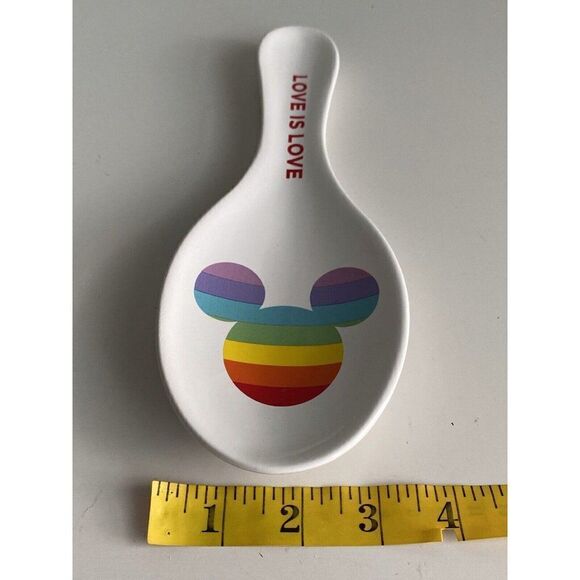Disney Mickey Mouse Pride Collection Kitchen Spoon Rest Ceramic Love Is Love NEW - Picture 6 of 9